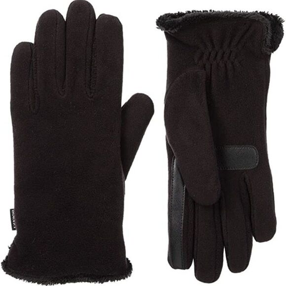 Isotoner Women's Black Stretch Fleece Winter Smart Touch Gloves - Picture 1 of 11